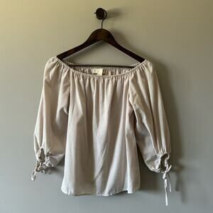 EUC MICHAEL MICHAEL KORS GINGHAM OFF THE SHOULDER 3/4 SLEEVE TOP SIZE MEDIUM